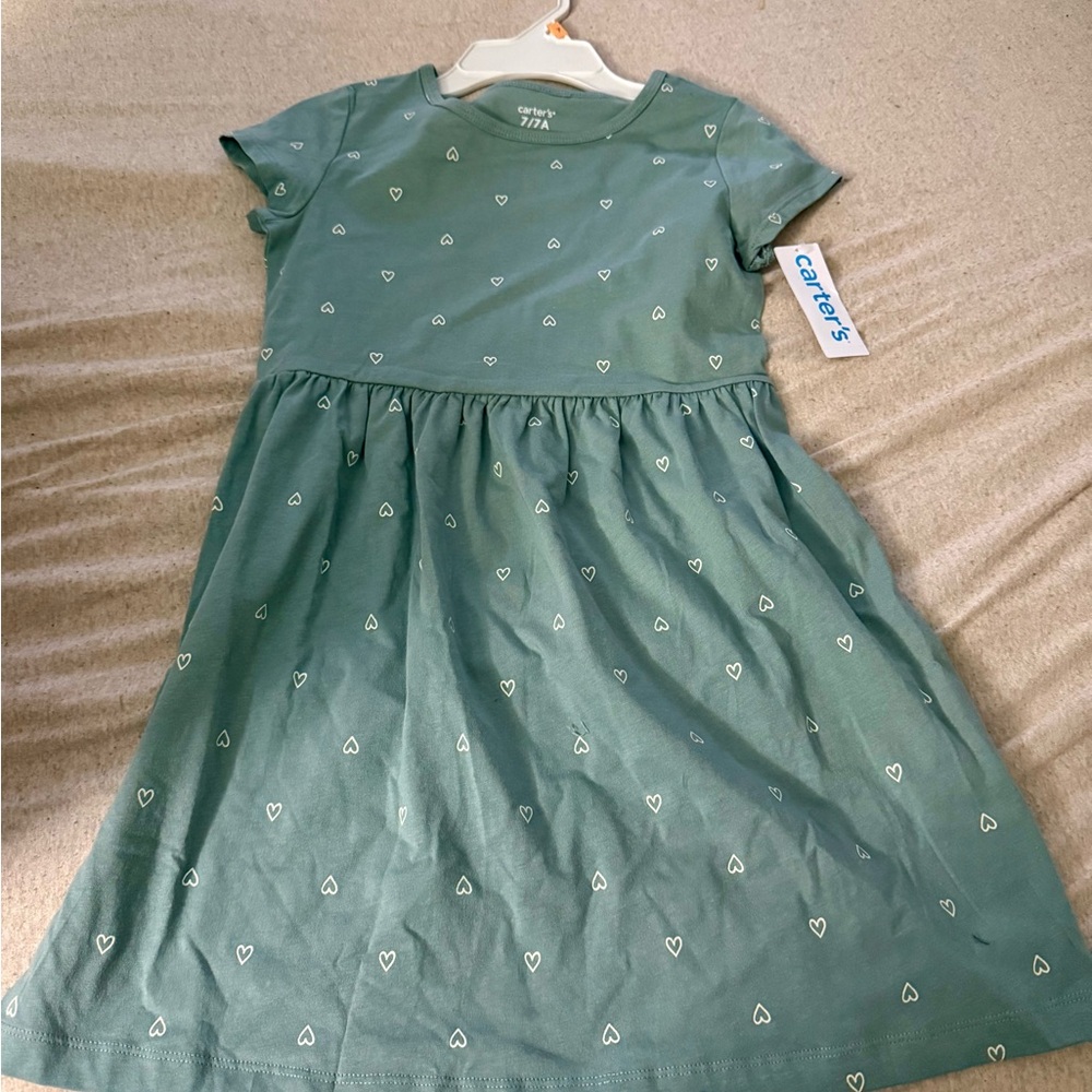 Carter's Green Heart Print Kids Dress